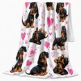 thumbnail image 2 of Adorable Dachshund Dog Hearts, Playful Pet Portrait Pattern, Warm Flannel Blanket for Living Room and Bedroom, Dog Lovers Just Because Gift, Pet Lover Home Decor, 2 of 9