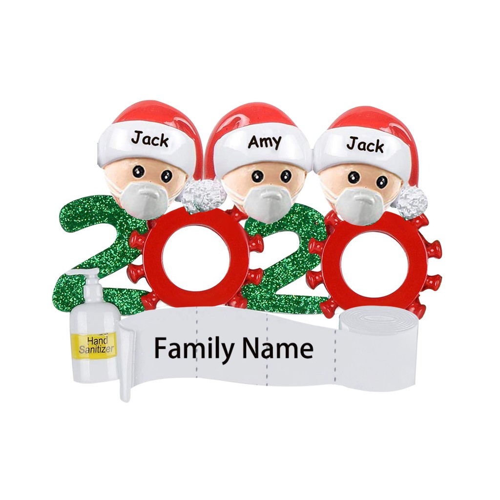 AKUDY Personalized 2020 Christmas Ornament Kit with Toilet Paper 5 People Customized Family Name Christmas Tree Decorating Set Creative Friends Gift