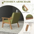 thumbnail image 5 of Accent Chair Set of 2, Mid-Century Modern Living Room Chairs with Solid Wood Frame & Soft Thicken Cushion, Upholstered Arm Reading Chair for Bedroom, Balcony, Green Linen Fabric & Natural Legs, 5 of 9
