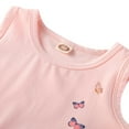 thumbnail image 2 of Baby Girls Dress Sleeveless Butterfly Casual Beach Party Dresses,,Cute Pleated Skirt for Little Girls 2-6 Years Special Occasion Dress Round Neck Cotton Skater Dress,Pink, 2 of 7