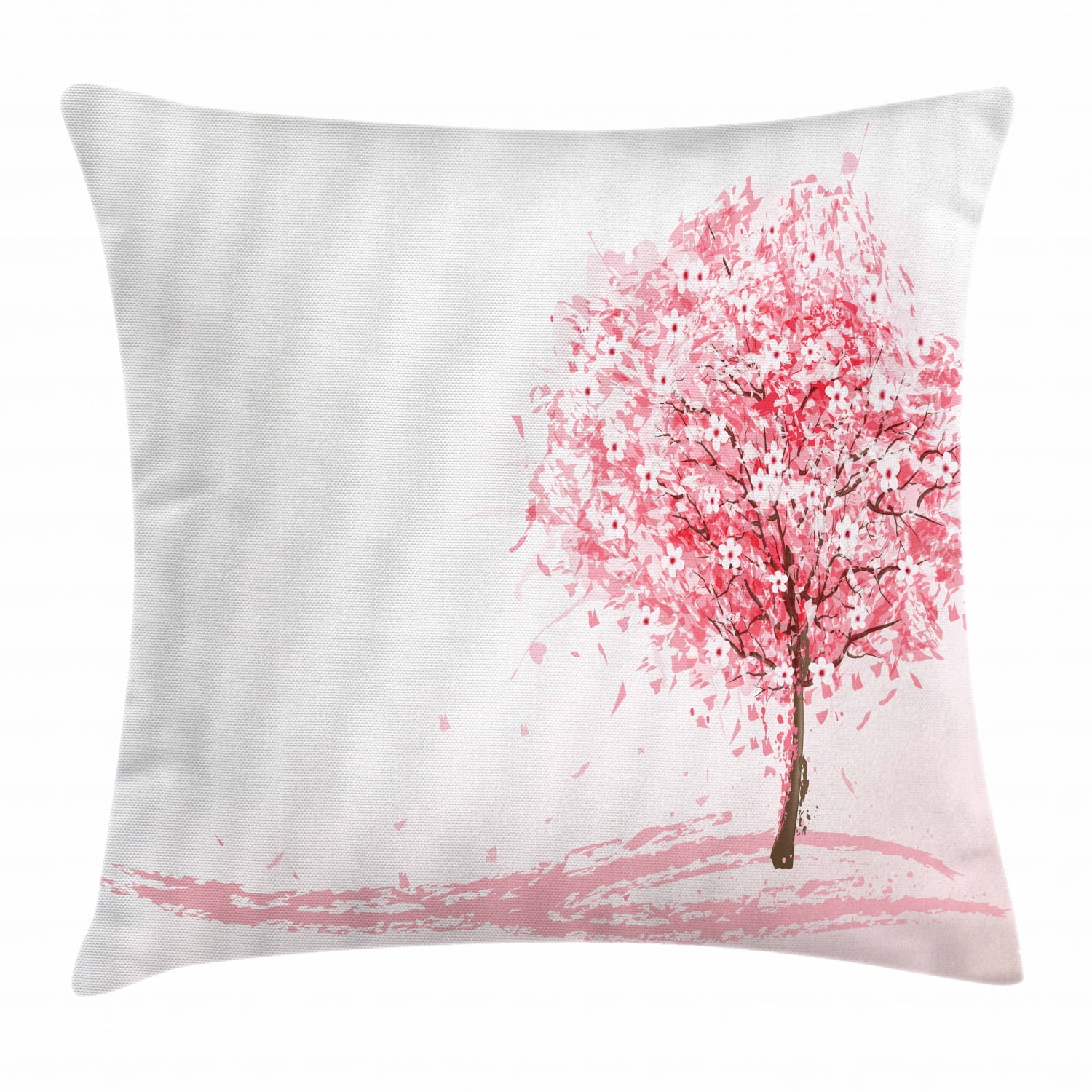 Japanese Throw Pillow Cushion Cover Sakura Bloom Illustration East Asian Foliage Cherry Leaves Design Decorative Square Accent Pillow Case 16 X 16 Inches Pale Pink White And Brown By Ambesonne Walmart Com
