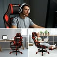 thumbnail image 3 of Goplus Chaise de Massage Gaming Inclinable Chaise de Bureau d'Ordinateur de Course avec Repose-Pieds Rouge, 3 of 10