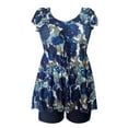 thumbnail image 4 of FhsagQ Women's Swimsuit Sets Extra Small Booty Shorts Women's Tankini Swimsuits Ruffled Flowy Tankini Tops With Boy Shorts Swimwear Two Piece Bathing Suits Blue XXL, 4 of 5