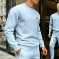 thumbnail image 4 of ASDFVBKG Mens Crewneck Sweatshirts Long Sleeve Comfy Quilted Shirts Dressy Casual Pullover Loose Fit Tops Solid Color Business Clothes Light Blue L, 4 of 6
