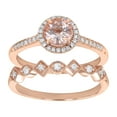 thumbnail image 3 of 14K Rose Gold 1 carat Round Pink Morganite and Diamonds Halo Bridal Set by Hollywood Hills Jewelers, 3 of 8