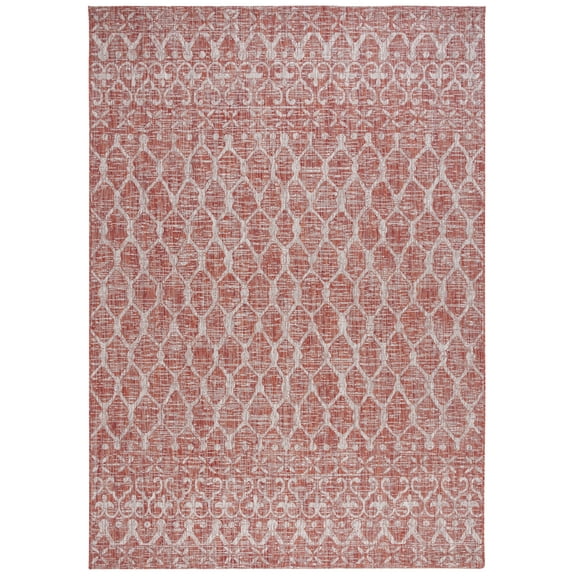 SAFAVIEH Courtyard Anson Geometric Indoor/Outdoor Area Rug, Rust/Grey, 8' x 11'