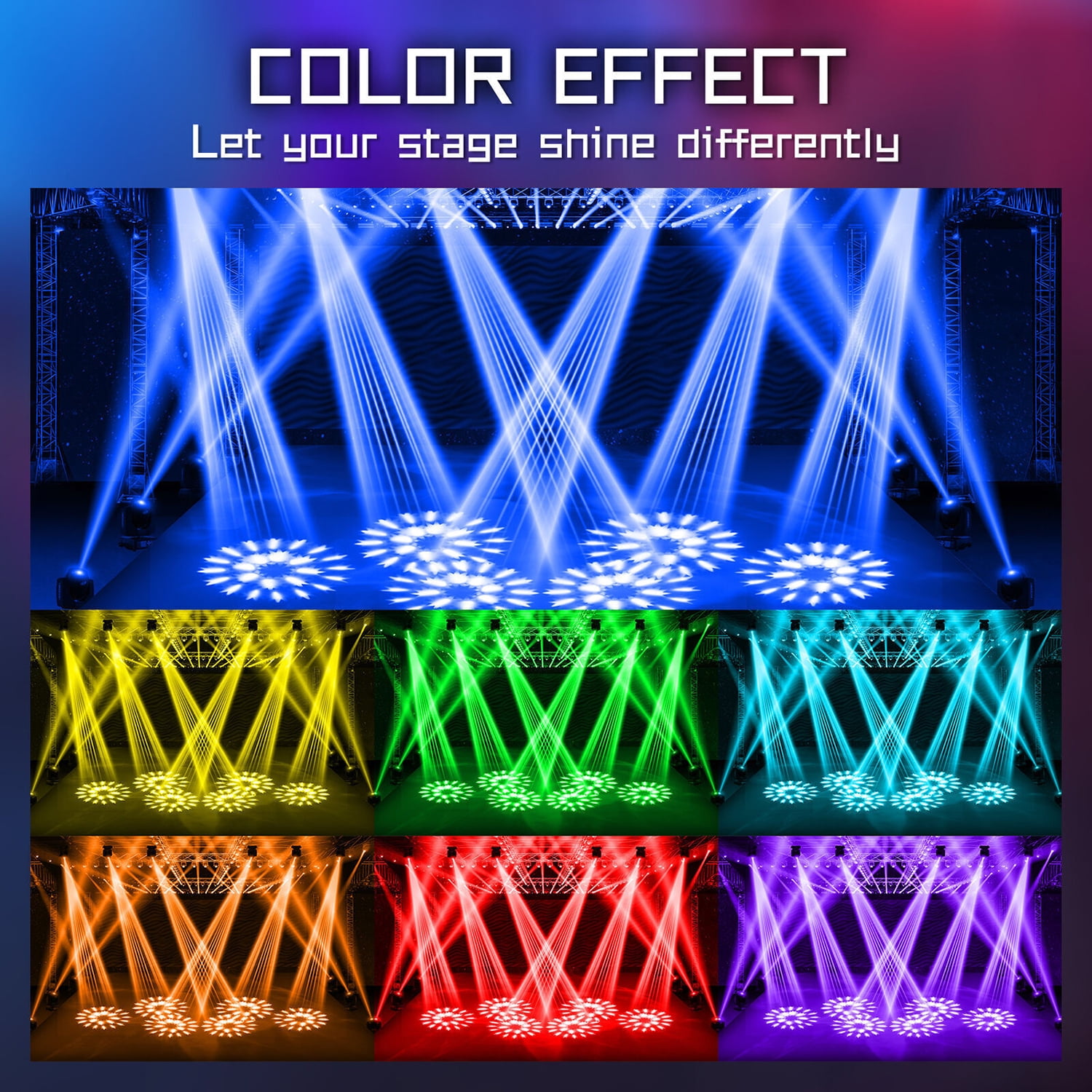 7R 230W DJ Lights, 8 Prisms Beam Sharpy Moving Head Stage Lights 17 Gobos 14 Colors LED Disco Party Lights DMX Club Light for Weddings Christmas Dance Show,Black