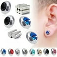 thumbnail image 3 of K-KED New Non Piercing Clip on Magnetic Magnet Ear Stud Mens Womens Fake Earrings-White, 3 of 8