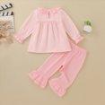 thumbnail image 4 of HCNTES Girls Fall Winter Outfits 6 12 18 24 Months 1T 2T 3T 4T Baby Girls Infant Clothing Soft Christmas Plaid Ruffled Set Embroidered Long-Sleeve Top and Solid Flared Pant 2PCS Set, 4 of 7