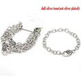 thumbnail image 2 of B017 - 5 pcs. Silver Tone Chain Link Bracelets with Heart Lobster Clasps - 7 7/8 in (20cm) - Style A - Claw Clasps, 2 of 4