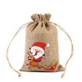 thumbnail image 3 of Bolsas de regalo de lino para Navidad, embalaje de joyería con cordón, estampado de Papá Noel, bolsa de dulces para fiesta, pulsera, 1 unidad, 3 of 4