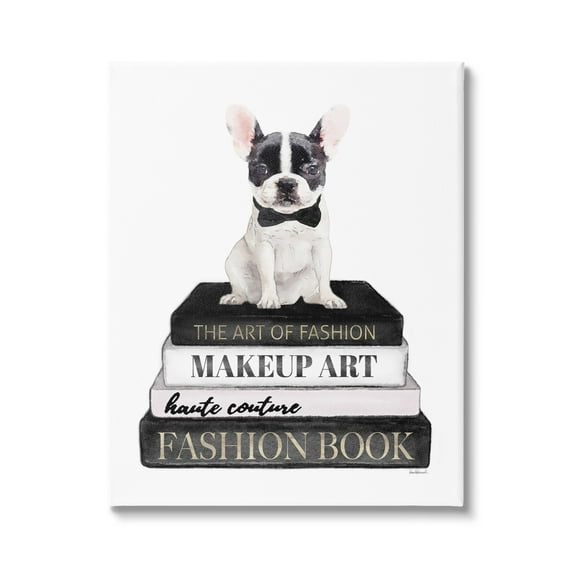 Stupell Industries Fancy Boston Terrier Bookcase Dog Fashion Apparel ,36 x 48, Design by Amanda Greenwood