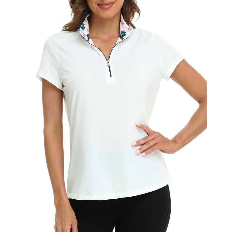 LRD Women's Short Sleeve Golf Polo Shirts UPF 30 White - S