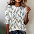 thumbnail image 2 of Domzest Womens Half Sleeve Tops Crew Neck Boho Floral Graphic Shirt Lightweight Loose Fit Dressy Casual Tunic Tops White S, 2 of 6