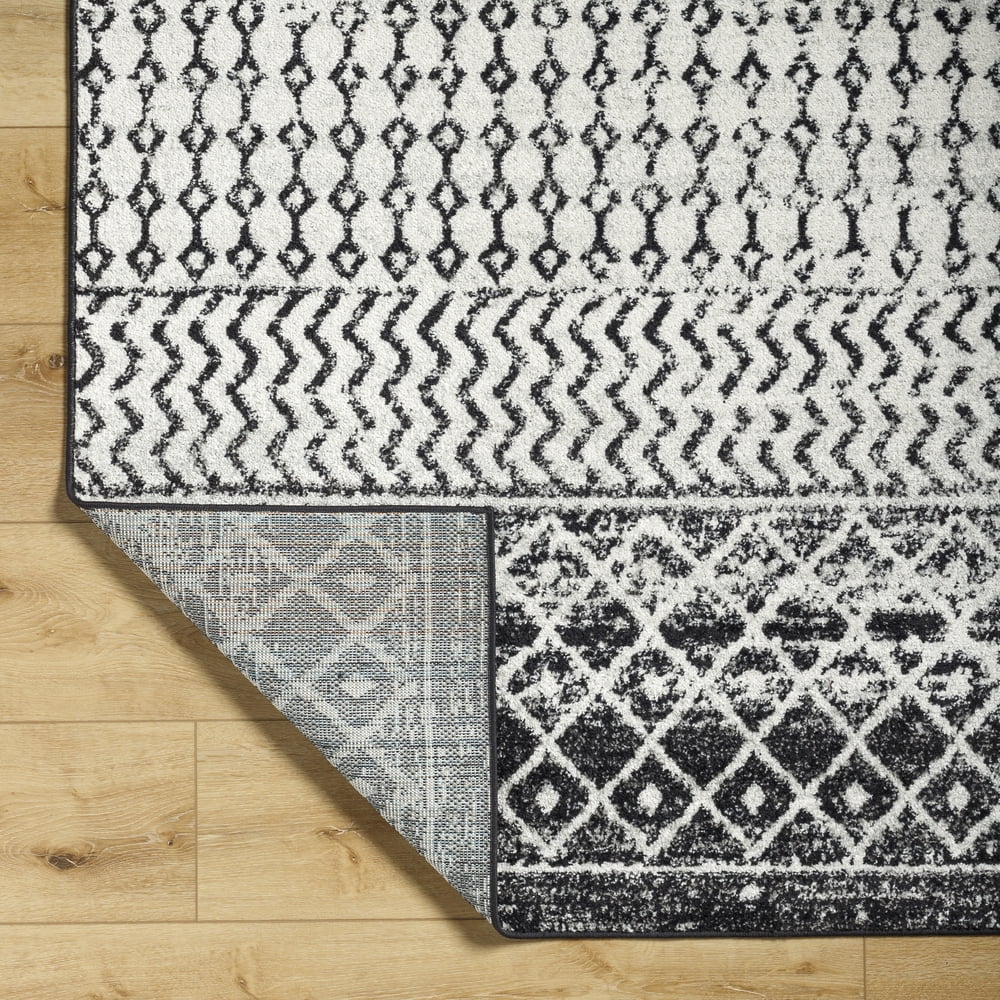 Livabliss Area Rugs for Living Room, 10x14 Elaziz Global Black Rug, Bedroom Dining Room Home Decor Stain Resistant Carpet (10' x 13'11")