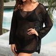 thumbnail image 2 of Tqyyweavej Bathing Suits Crochet Coverup for Women Long Sleeve Crew Neck Swim Cover Up Solid Color Casual Swimsuit Cover Up S-L, 2 of 10