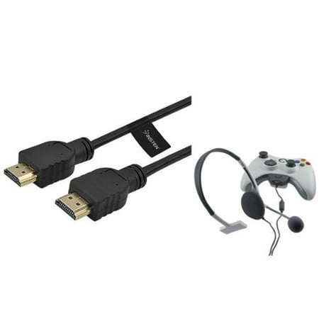 Insten HDMI Cable 6FT 6' AV TV + Slim Headset Earphone for XBOX360 XBOX 360 Live Game