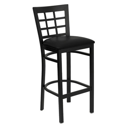 Metal Window Back Bar Stool 31", Black
