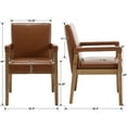 thumbnail image 5 of Guyou Mid Century Modern Dining Chair Set of 4, Farmhouse PU Upholstered Kitchen Dining Side Chairs with Armrests, Solid Wood Accent Armchair for Dining Room Living Room Kitchen Bedroom, Brown, 5 of 8