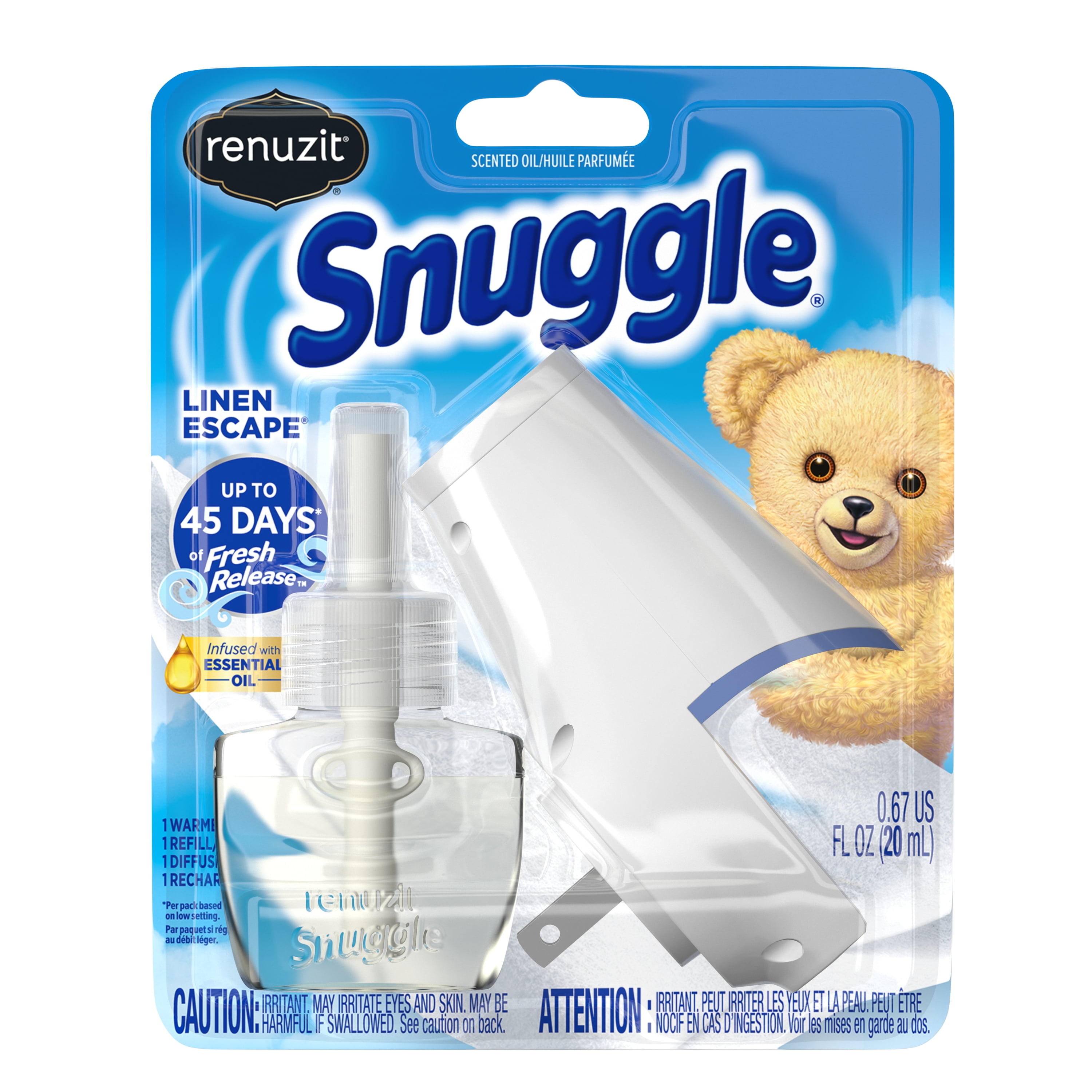 Renuzit Snuggle Scented Oil Refill for Plug In Air Freshener and Plugin Warmer, Linen Escape