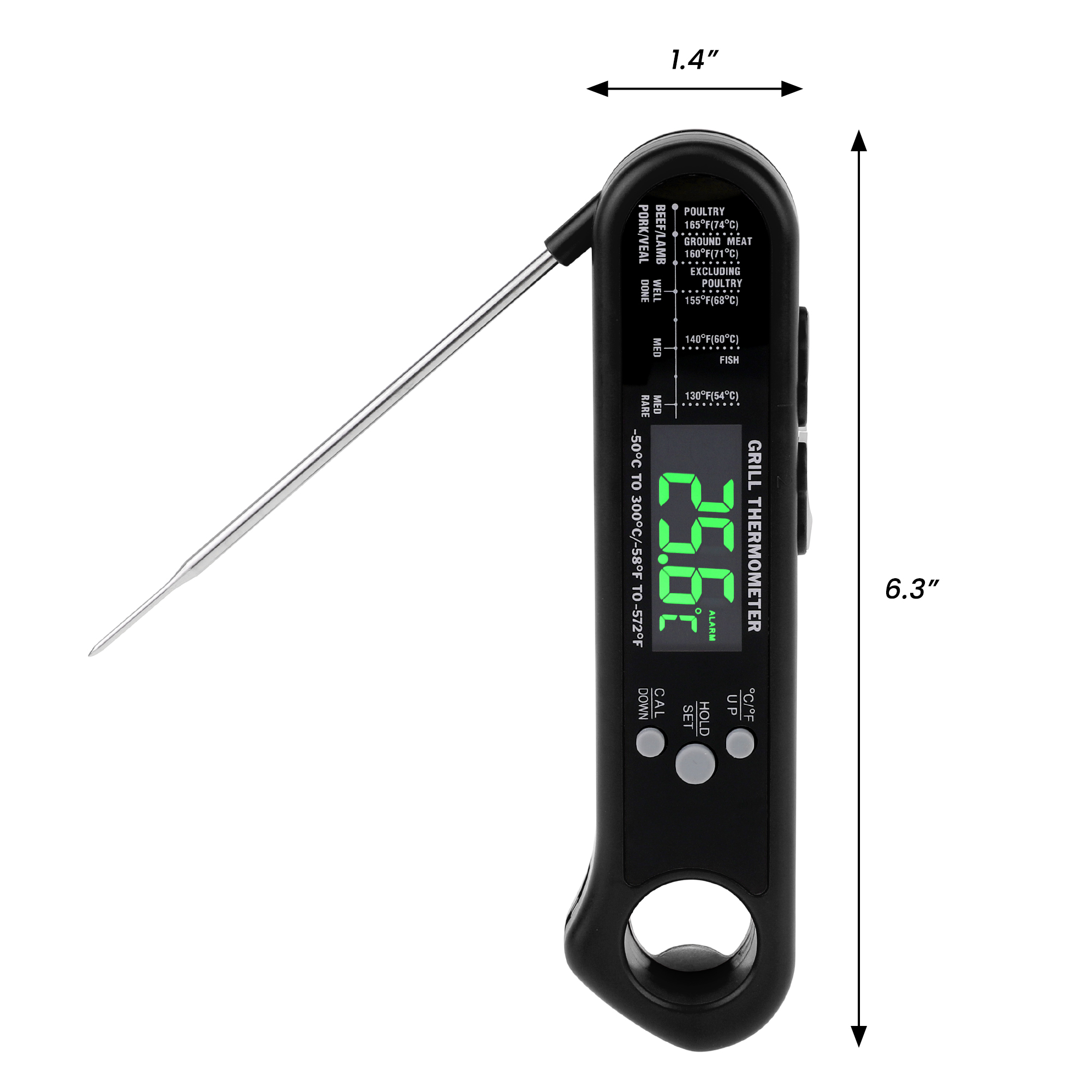 Unique Bargains Instant Read Food Thermometer Dual Probe Cooking Tool Black 6.3x1.4x0.7 in