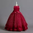 thumbnail image 4 of Girls Dresses Sizes 5-6 Years A-Line Sequin Big Bow Floral Kids Fit & Flare Adorable Daily Colorful Lightweight Delicate Princess Dress, 4 of 5