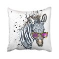 thumbnail image 1 of BOSDECO White Animal Funny Zebra Graphics With Splash Watercolor Design Horse Summer Fun Baby Pillowcase Cover 16x16 inch, 1 of 1