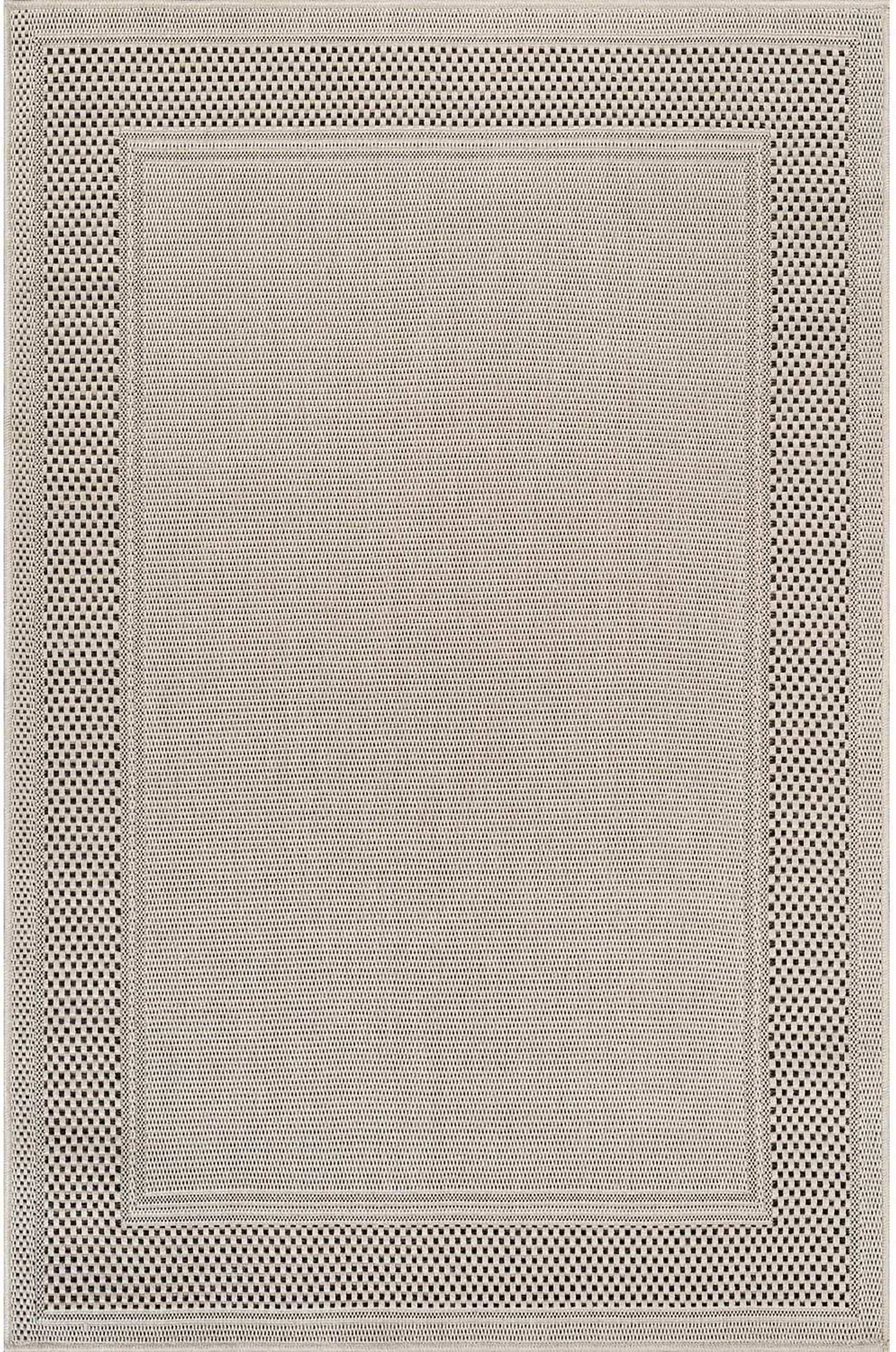 CAMILSON Bordered Non Shedding Easy-Cleaning Indoor Outdoor Easy Jute Rug Bone 5x7