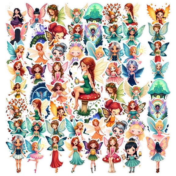 35pcs-50pcs Whimsical Stickers Fairy Children Fantasy Stickers Kids Enchanting DIY Stickers Pack for Laptops Phone Suitcase