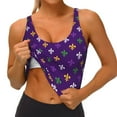 thumbnail image 4 of Vsdgher Purple Mardi Gras Print Women Sleeveless Athletic Tank Top Built-in Bra Camisole Sports Vest for Yoga Running Fitness Exercise with Removable Pads, 4 of 8