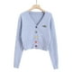 thumbnail image 3 of Minnieouse Mujer Camisa de punto Suelta Retro Manga larga Botón Suéter Otoño Abrigo Prendas para la parte del cuerpo Azul, 3 of 6