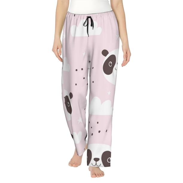 Balery Cute Panda Pantalones de pijama para mujer, pijamas ultraligeros, pantalones de estar por casa-Medium