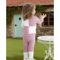 thumbnail image 6 of Kimi bear 3T Toddler Girl Outfit Set 4T Child Girls Long Sleeves Color Block Top Jegging Pants 2pcs Clothing Pink, 6 of 7