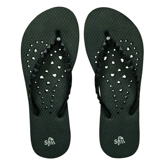 Showaflops Women's Antimicrobial Shower and Water Sandals - 9/10 - Black Hearts