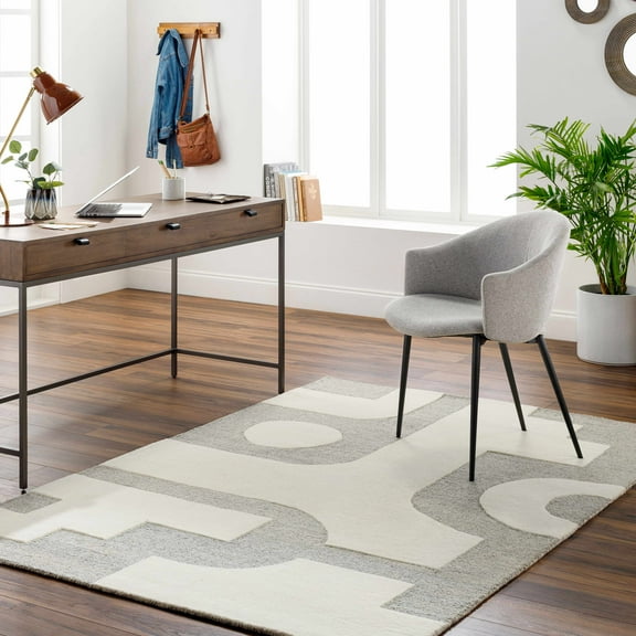 Hauteloom Aiden Wool Living Room, Bedroom Area Rug - Beige, Gray - 2' x 3'