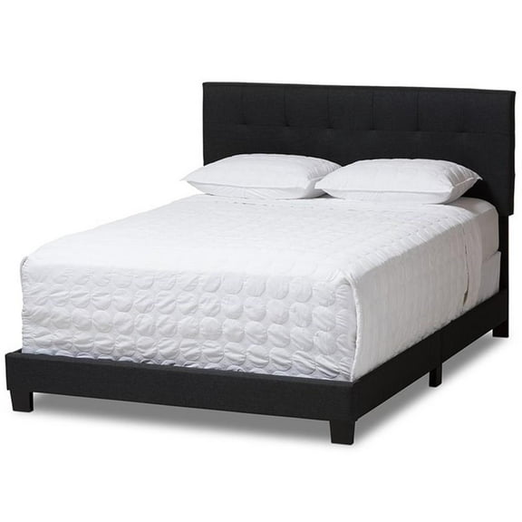 Bowery Hill Contemporary King Upholstered Panel Bed in Dark Gray
