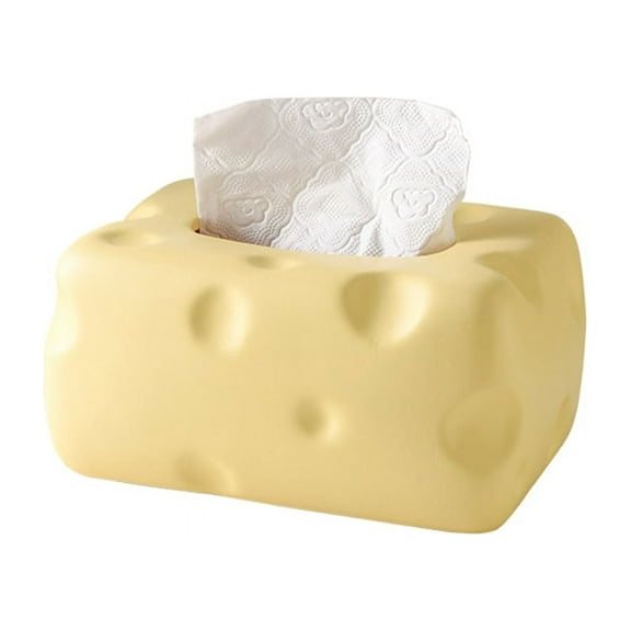 Cheese Shape Tissue Box Multifunctional Ceramic Paper Towel Storage Case with Noslip Pad Excellent Dispenser