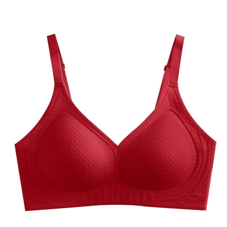 miqiqism Bra for Women - Womens Bras  Backless Seamless Brassiere Lady Push Up Everyday Bras  Comfy Smooth Wire Free Basic Bras 03_Red X-Large