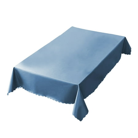 

Heavy Duty Vinyl Tablecloth Waterproof and Oil-Proof Solid Color Wipeable Table Cloth Washable Table Cover Lndigo