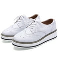 thumbnail image 6 of DADAWEN White Matte Lace-up Square Toe Women's Platform Flats Shoes Casual Oxfords for Ladies Size 6 US, 6 of 6