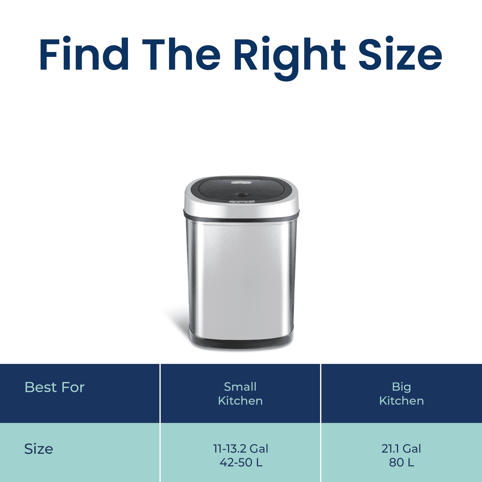 Nine Stars Automatic Kitchen Trash Can, 11 Gallon Stainless Steel Motion Sensor Garbage Bin with Soft Close Lid, Silver