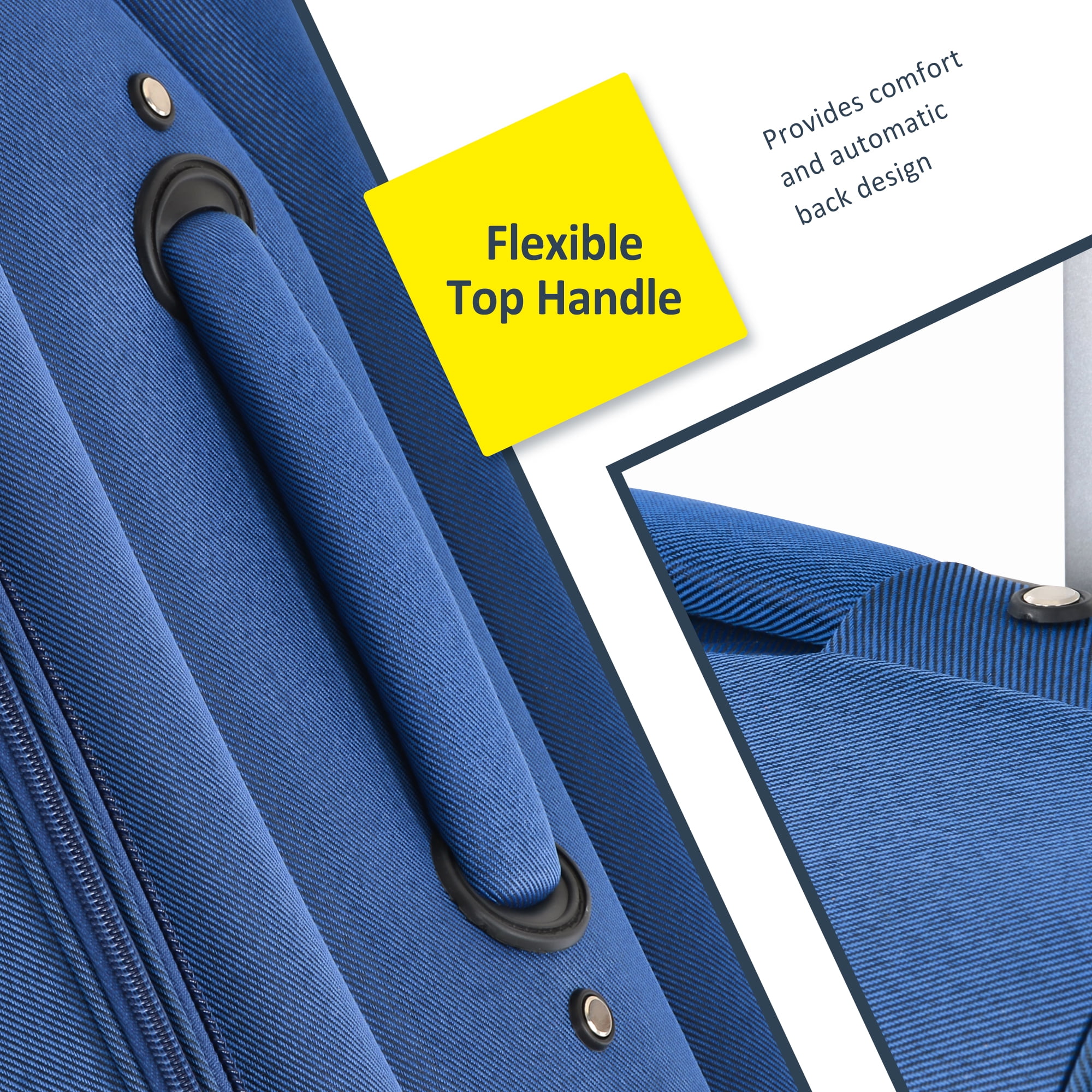 Softside Suitcase, Softside Luggage Expandable 3 Piece Set Suitcase Upright Spinner Softshell Lightweight Luggage Travel Set-22/26/30 inches, Blue Softside Luggage,Polyester Softside Checked Luggage