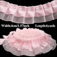 thumbnail image 2 of NAMZI 4cmx5yard 2-Layer Ruffle Chiffon Lace Ribbon, Double-Layer Pleated Satin Organza Trim for Home, DIY, Sewing & Crafts, Costumes, Light Pink White, 2 of 4