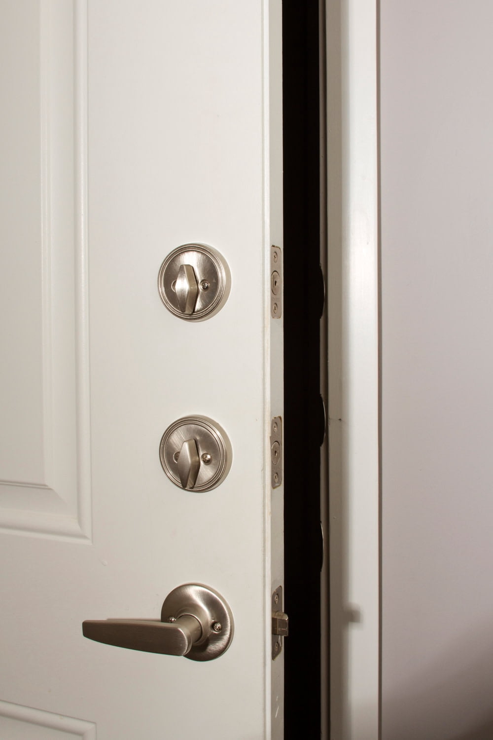 Design House Delavan 2-Way Interior/Exterior Keyed Door Lever, Satin Nickel