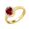 thumbnail image 2 of Gold Over Sterling Silver with Natural Garnet and White Topaz Halo Ring, 2 of 3