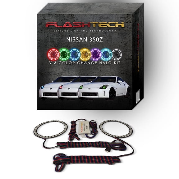 Flashtech RGB Multi Color Changing LED Halo Ring kit for 2006-2008 Nissan 350Z Headlights