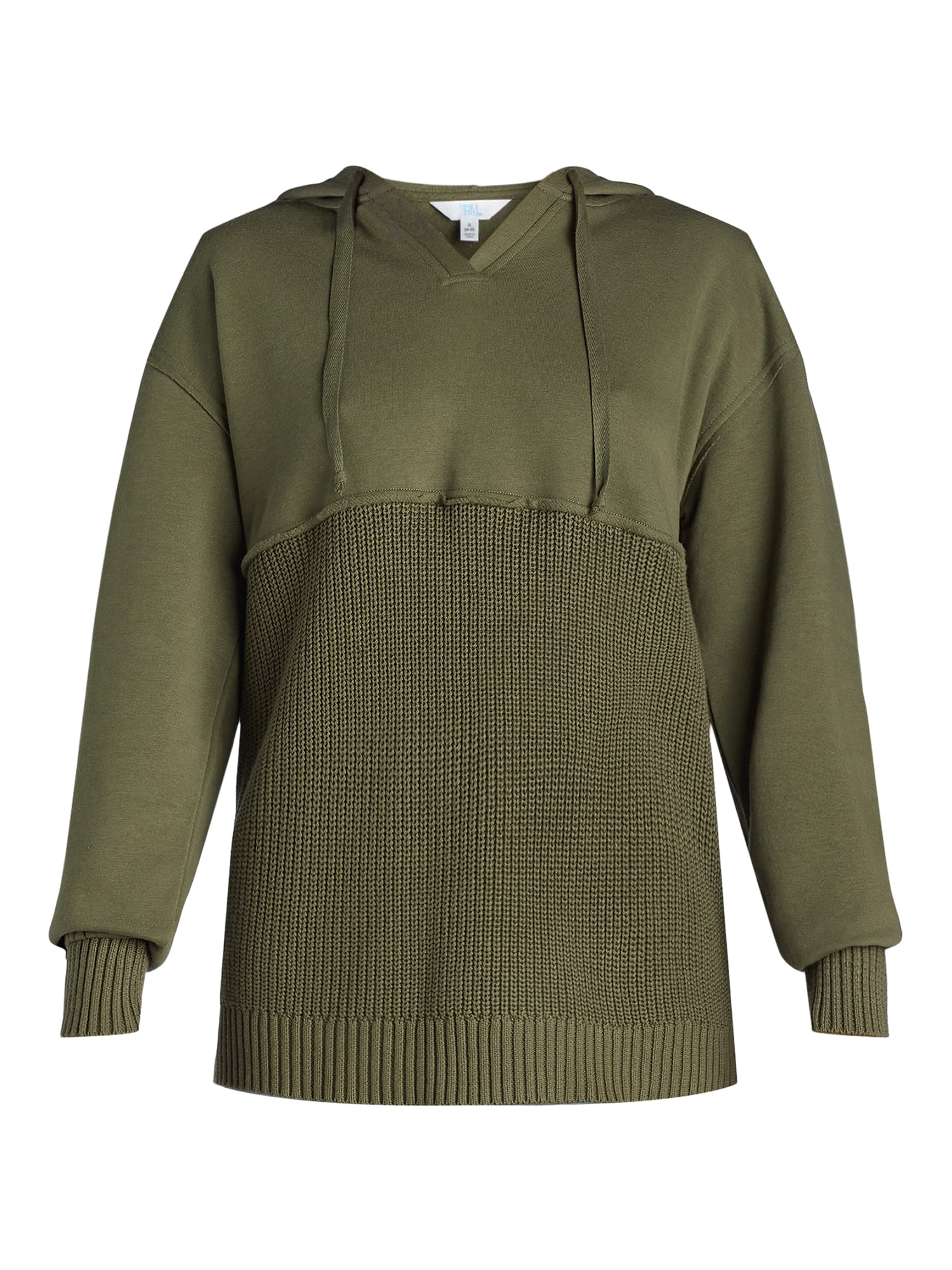Time And Tru Women's Mixed Media Hoodie, Sizes S-XXXL