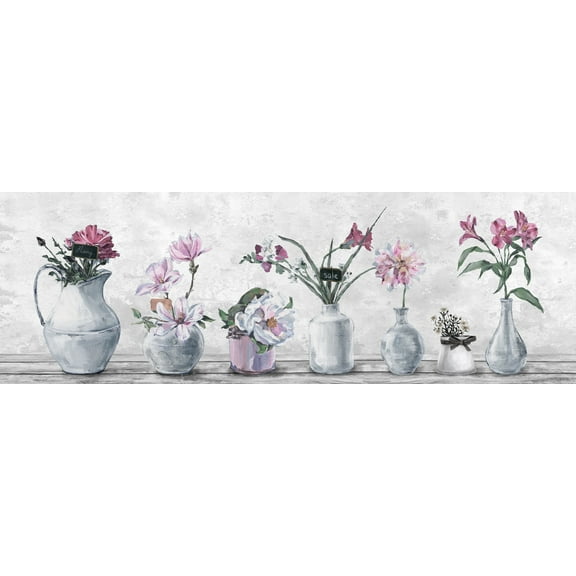 Marmont Hill Blooming Pink Flowers Canvas Wall Art, 5" x 15"