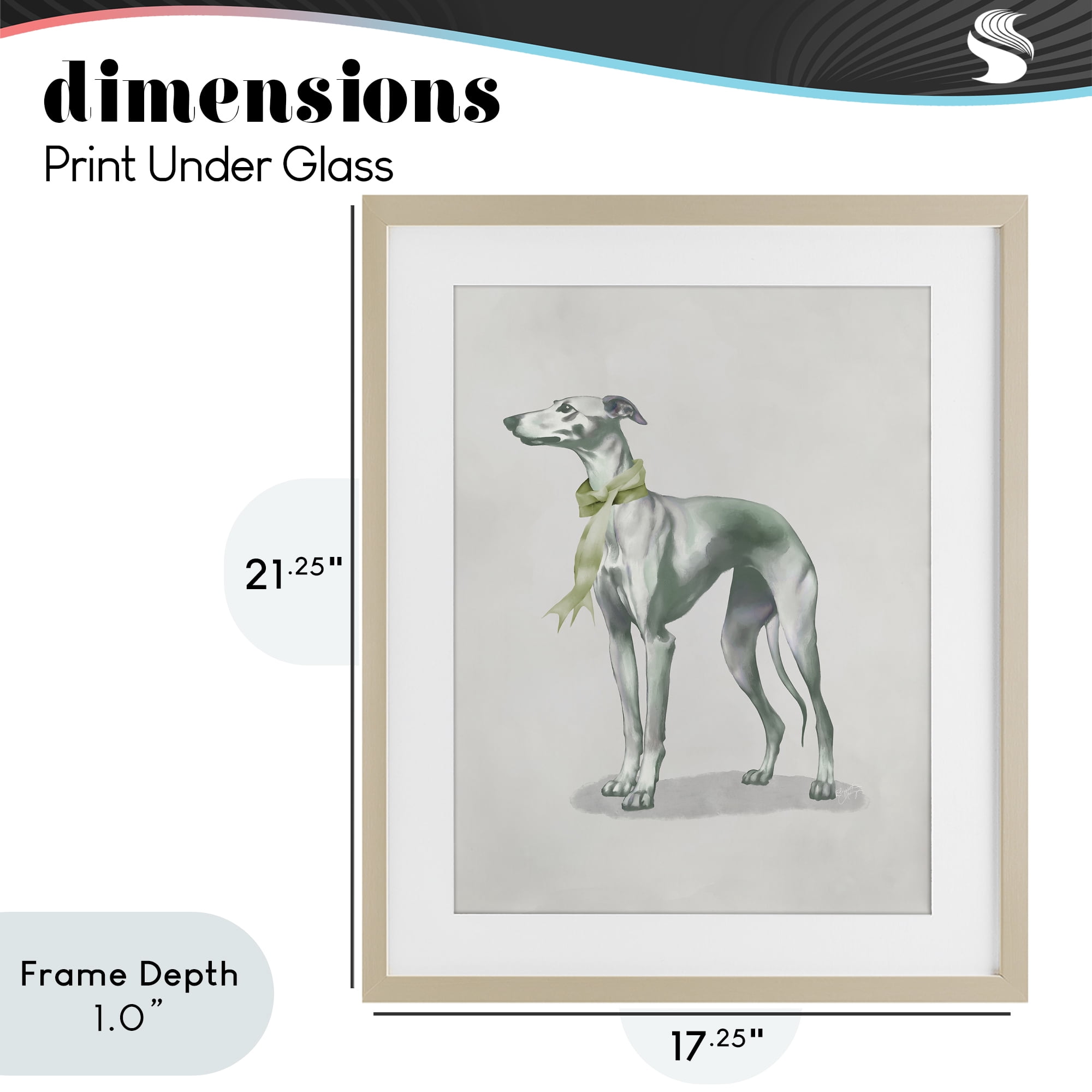 Stupell Industries Graceful Dog & Ribbon Birch Framed Print Under Glass, design by Elizabeth Medley