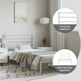 thumbnail image 4 of vidaXL White Twin XL Metal Bed Frame with Headboard & Slats, No Mattress, Easy Assembly, 4 of 9